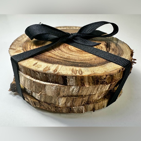 100% Mesquite Wood Coasters, Set of 4 Handmade Coasters, Rustic Table Decor - Picture 1 of 9